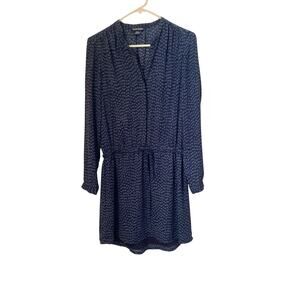 Hilary Radley Dress Size XS Dark Blue Chevron Shift Mini NWOT